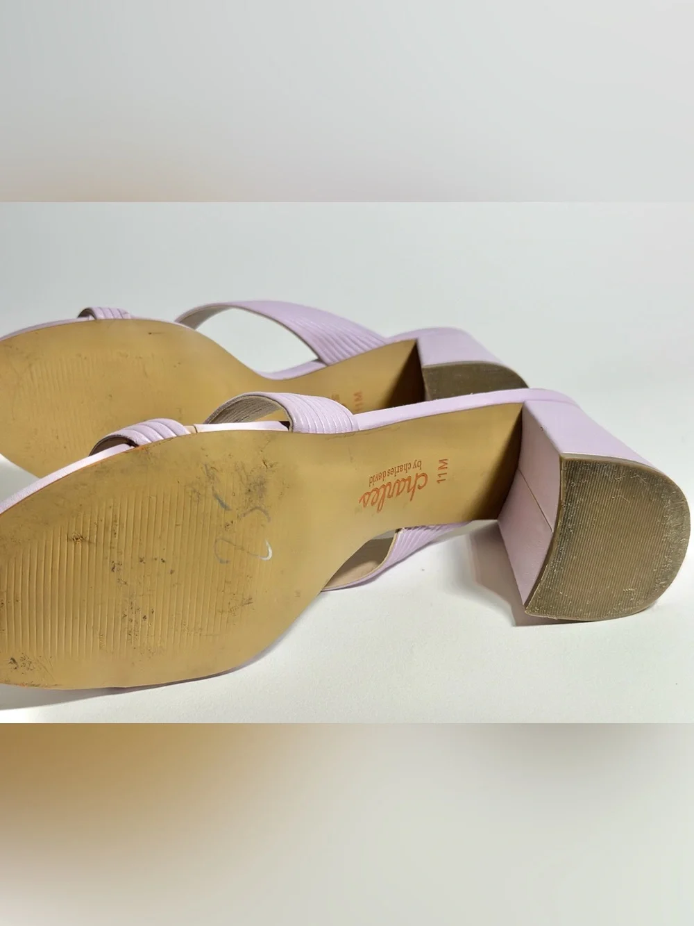 Charles By Charles David Lilac Ribbed Strap Slide Mules